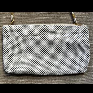 Vintage White Metal Link Mesh Clutch Bag